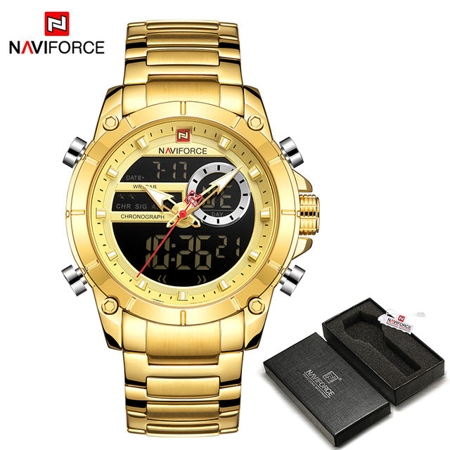 Men Military Sport Wrist Watch Gold Quartz