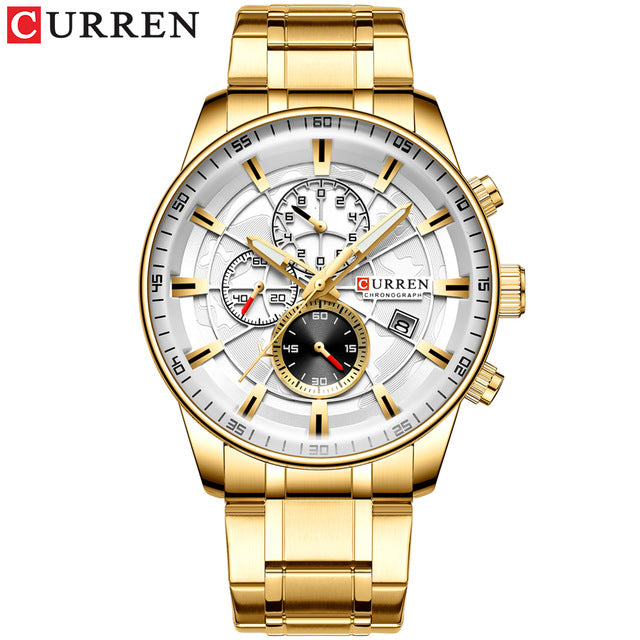 Gold Sport Waterproof Quartz Watches for Men