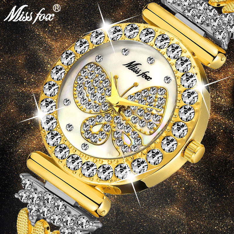 Butterfly Women Watches Luxury Brand Big Diamond 18K