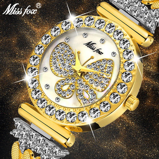 Butterfly Women Watches Luxury Brand Big Diamond 18K