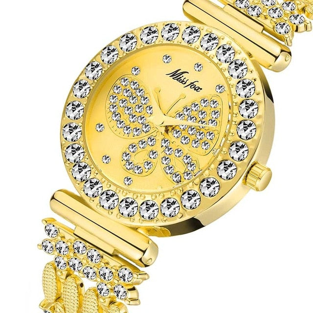 Butterfly Women Watches Luxury Brand Big Diamond 18K