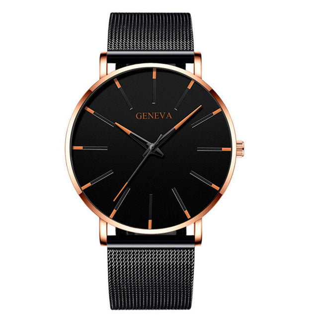 Men's Fashion Ultra Thin Watches  Steel Mesh