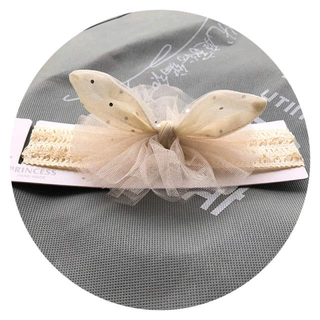 Balleenshiny Infant Child Hair Band Three-dimensional Alloy Rhinestone Crown Headdress Baby Girl Mesh Elastic Headband Turban