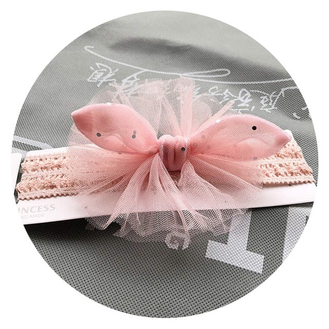 Balleenshiny Infant Child Hair Band Three-dimensional Alloy Rhinestone Crown Headdress Baby Girl Mesh Elastic Headband Turban