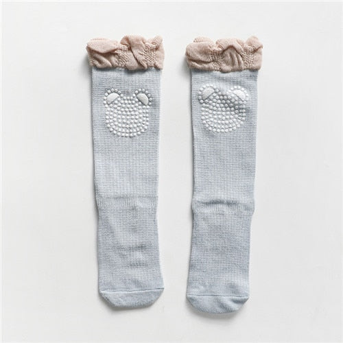 lawadka Baby Girl Socks Toddler Baby Bow Cotton Summer Mesh Baby Knee Socks Newborn Infant Non-slip Long Baby Boys Socks 0-2T