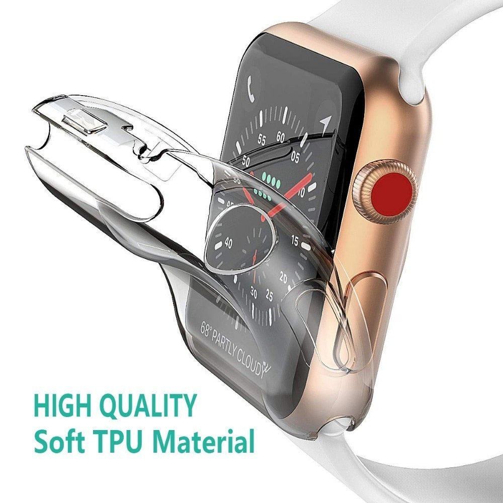 Transparent Cover for Apple Watch Series 6 3 2 1 38MM 42MM 360 Full Soft Clear TPU Screen Protector Case iWatch 4 5 44MM 40MM