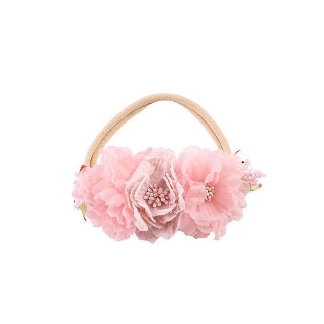 Balleenshiny Infant Child Hair Band Three-dimensional Alloy Rhinestone Crown Headdress Baby Girl Mesh Elastic Headband Turban