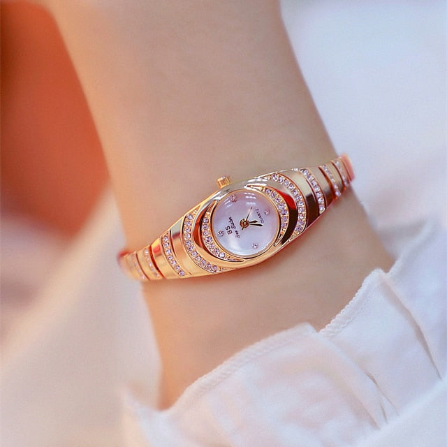 High-quality Japanese movement Fashion Small Watches For Women Rose Gold Luxury Ladies Wristwatch Diamond Female Bracelet Watch