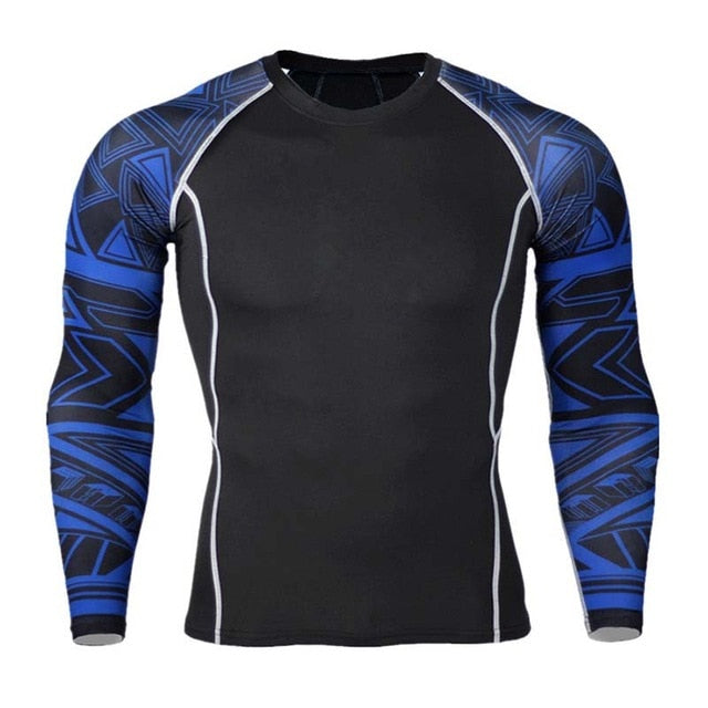 Mens Compression Shirts Bodybuilding Skin Tight Long Sleeves