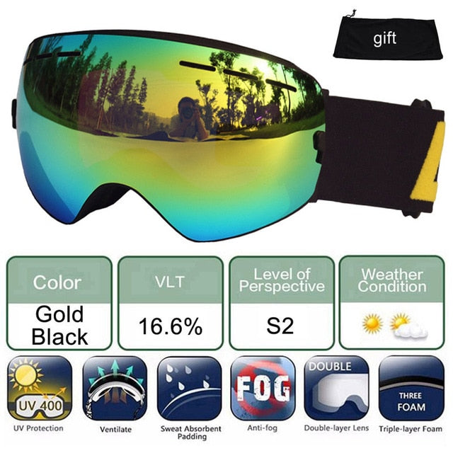 Ski Glasses Double Lens UV 400 Anti-fog Ski Goggles