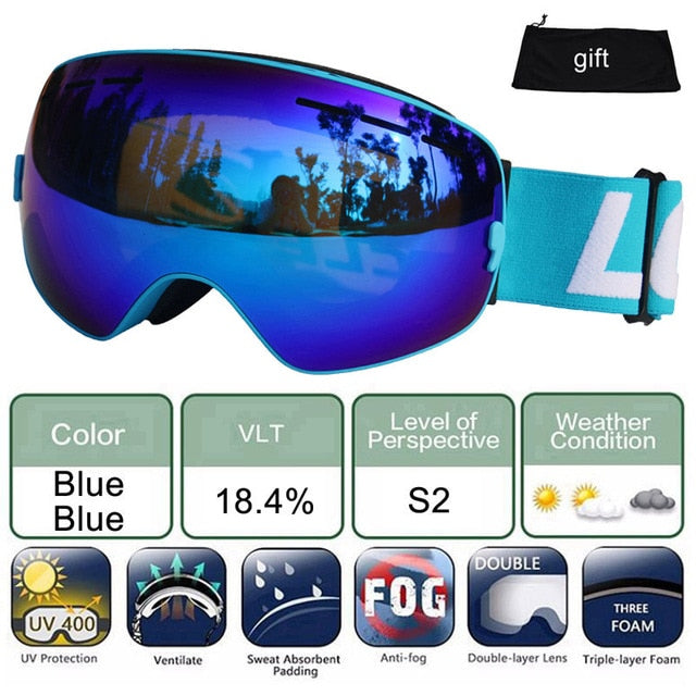 Ski Glasses Double Lens UV 400 Anti-fog Ski Goggles