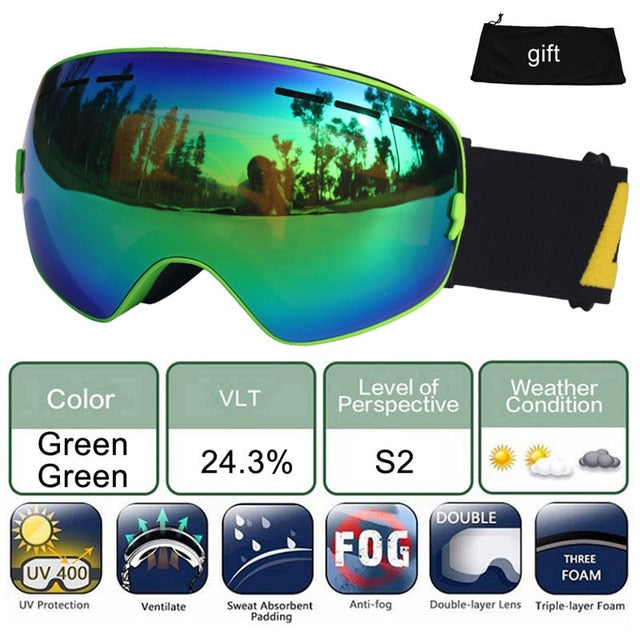 Ski Glasses Double Lens UV 400 Anti-fog Ski Goggles