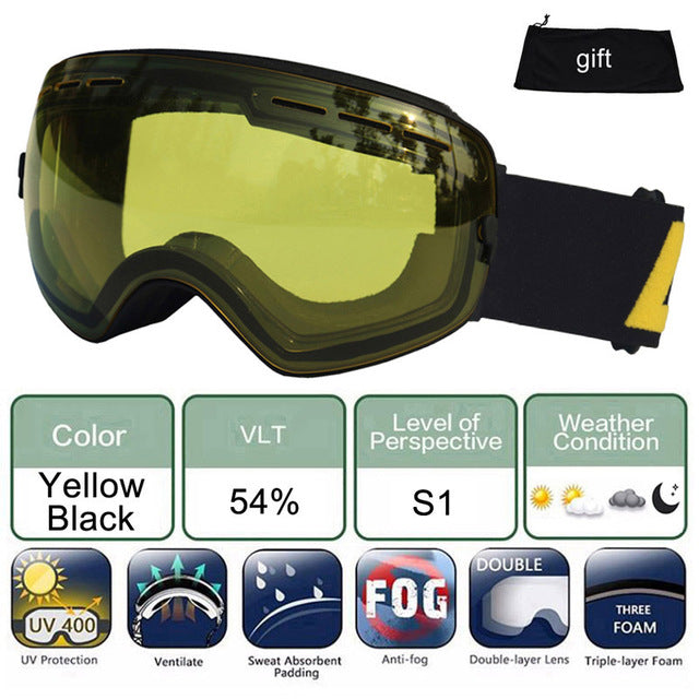 Ski Glasses Double Lens UV 400 Anti-fog Ski Goggles