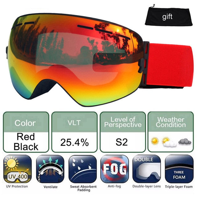 Ski Glasses Double Lens UV 400 Anti-fog Ski Goggles