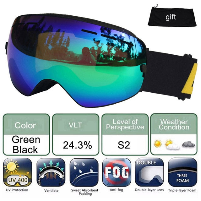 Ski Glasses Double Lens UV 400 Anti-fog Ski Goggles
