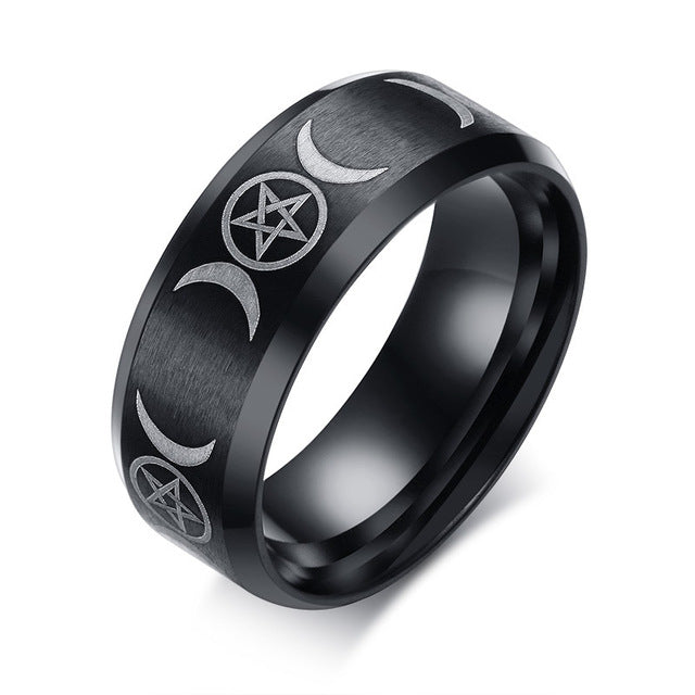 Men's Triple Goddess Pentacle Ring for Men