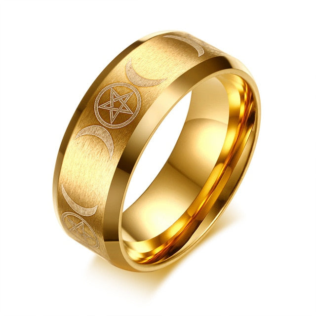 Men's Triple Goddess Pentacle Ring for Men