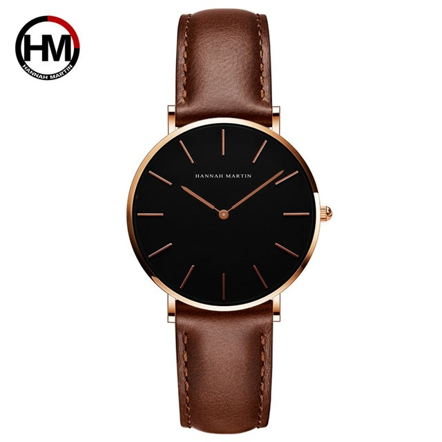 HANNAH MARTIN Brand Fashion Simple Japan Quartz Movement Watch