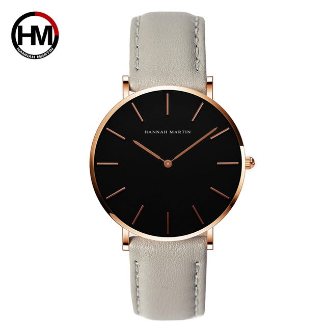 HANNAH MARTIN Brand Fashion Simple Japan Quartz Movement Watch