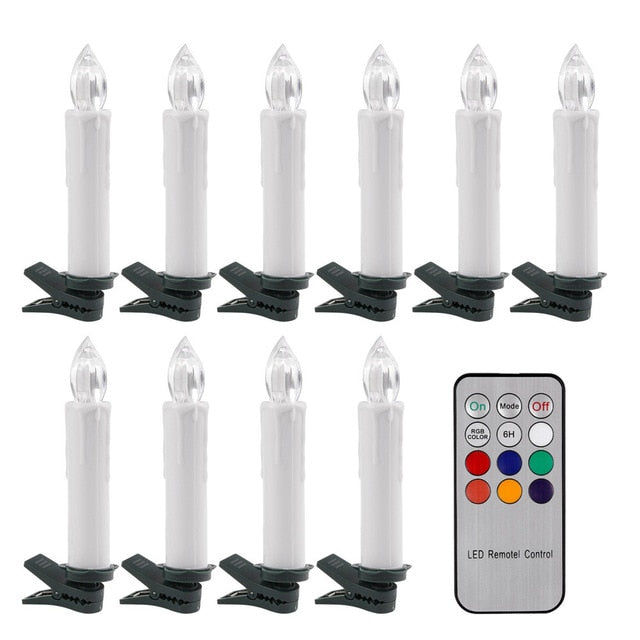 New 10 PCS  LED Candle Light Flame-less Flickering Remote Control Christmas Home Decor