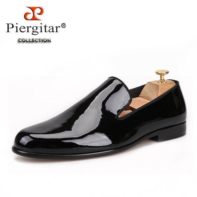 2018 New arrival Handmade Black Patent leather men shoes