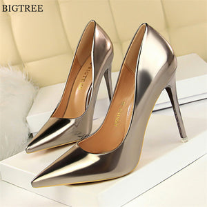 Patent Leather Thin Heels Office Shoes