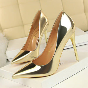 Patent Leather Thin Heels Office Shoes
