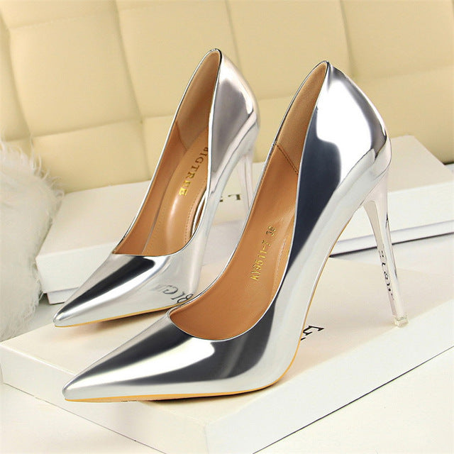 Patent Leather Thin Heels Office Shoes