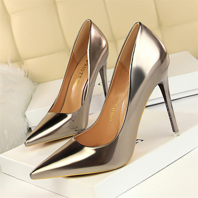 Patent Leather Thin Heels Office Shoes