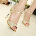 LAKESHI Summer Women Shoes Gold Silver