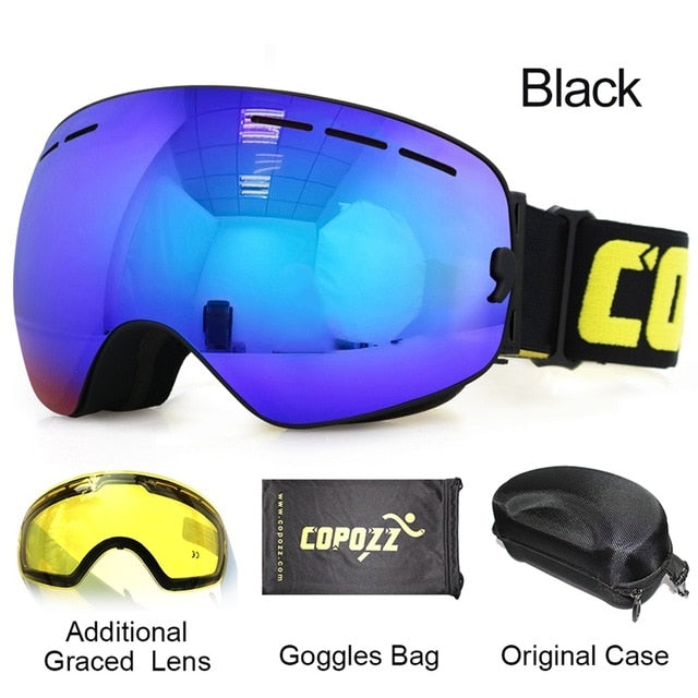Goggles with Case & Yellow Lens UV 400 Anti-fog
