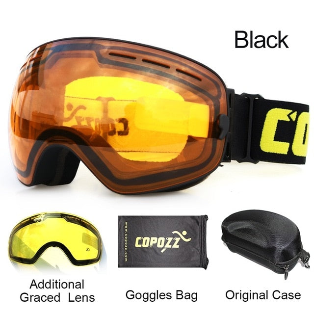 Goggles with Case & Yellow Lens UV 400 Anti-fog
