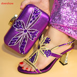 African purple Women Matching Italian Design Shoe and Bag Set